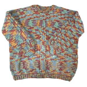 Handmade Crochet Sweater Women XL XXL Chunky Thick Oversized Wide Sleeve Boho